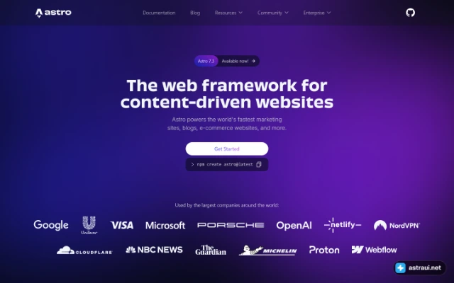 Главная страница Astro