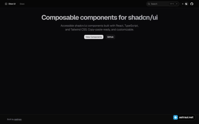 Главная страница Dice UI