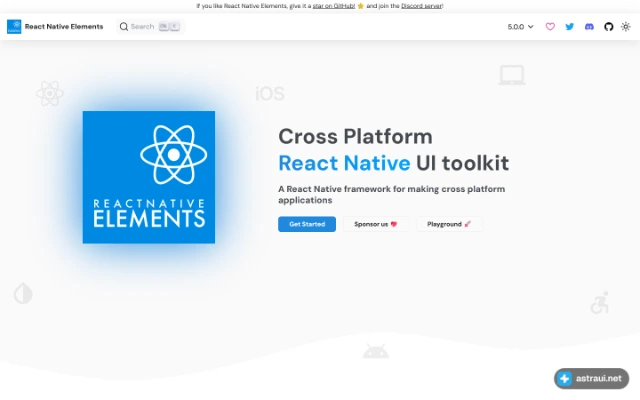 Главная страница React Native Elements