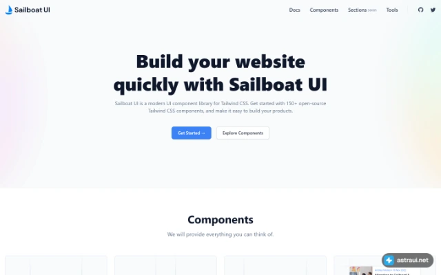 Главная страница Sailboat UI