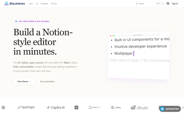 Главная страница BlockNote