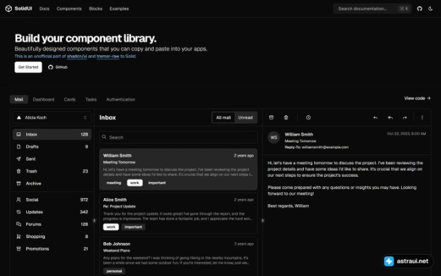 Главная страница solid-ui