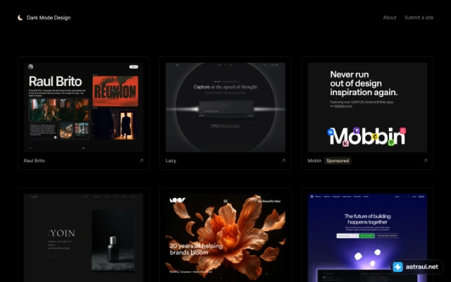Главная страница Dark Mode Design