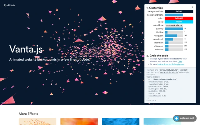 Главная страница Vanta.js