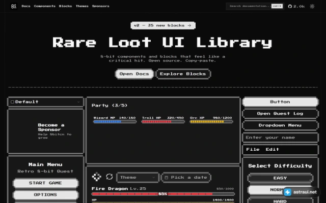 Главная страница 8bitcn/ui