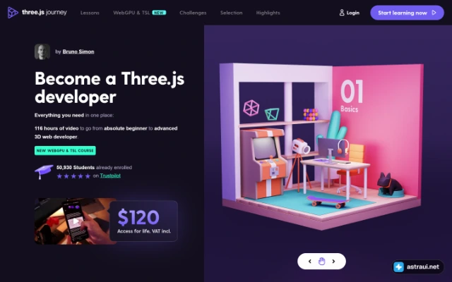 Главная страница Three.js Journey