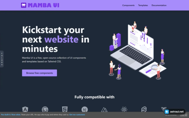 Главная страница Mamba UI