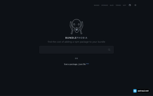 Главная страница Bundlephobia