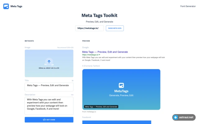 Главная страница Meta Tags