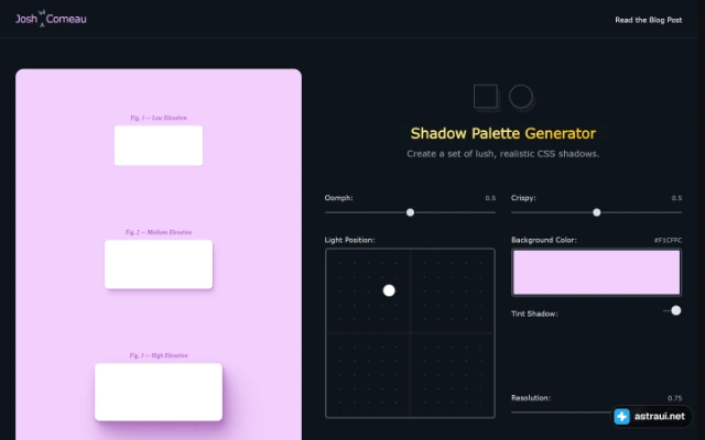 Главная страница Shadow Palette Generator