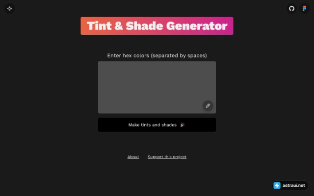 Главная страница Tint & Shade Generator