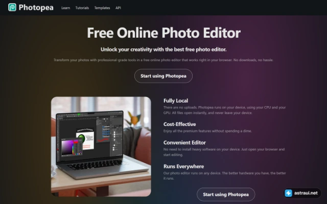 Главная страница Photopea