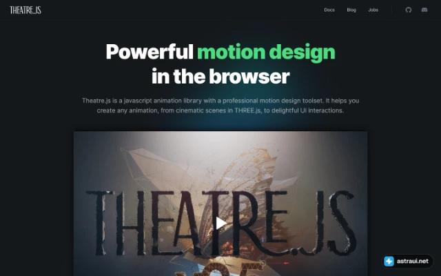 Главная страница Theatre.js