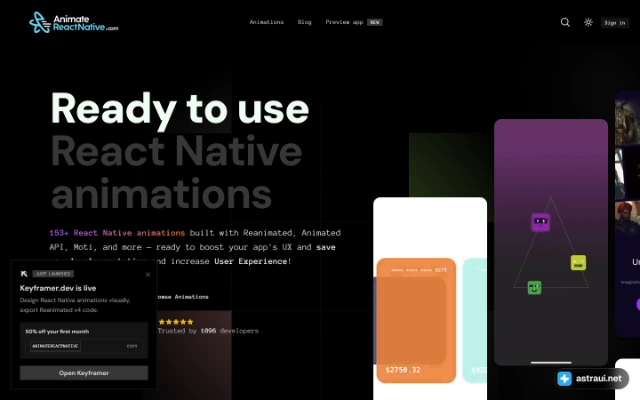 Главная страница AnimateReactNative