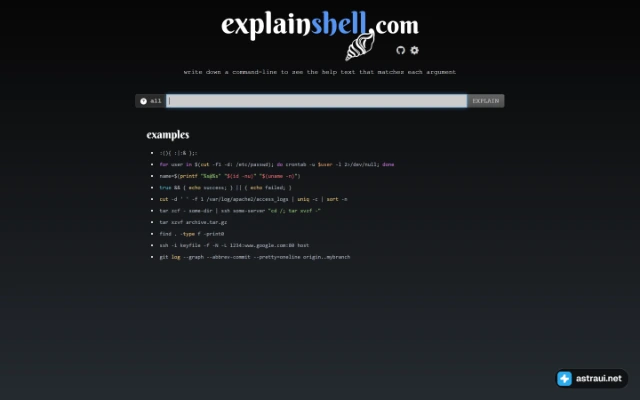 Главная страница explainshell