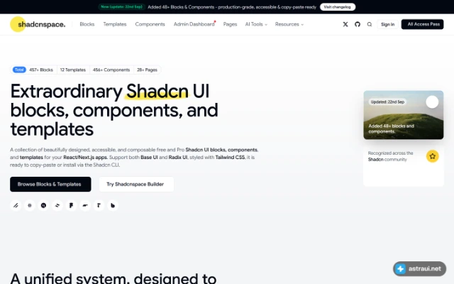 Главная страница Shadcn Space