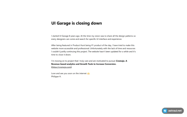 Главная страница UI Garage