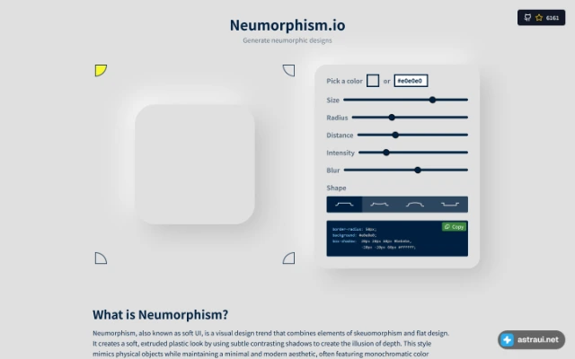 Главная страница Neumorphism.io