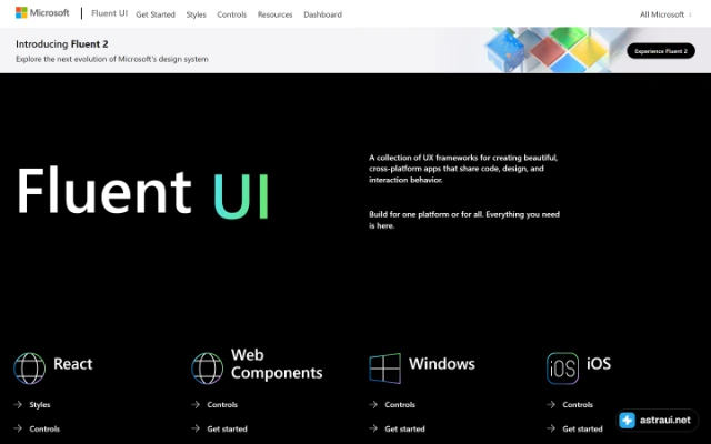 Главная страница Fluent UI
