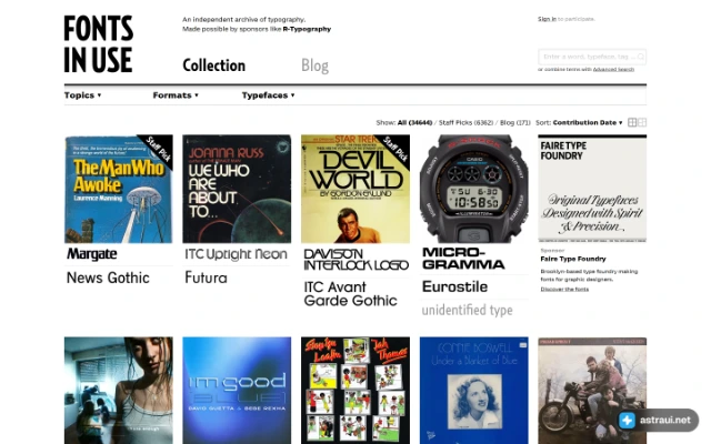 Главная страница Fonts In Use