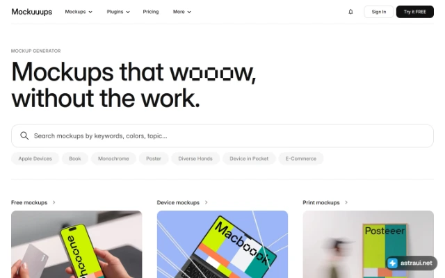 Главная страница Mockuuups Studio