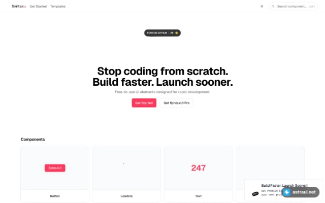Главная страница Syntax UI