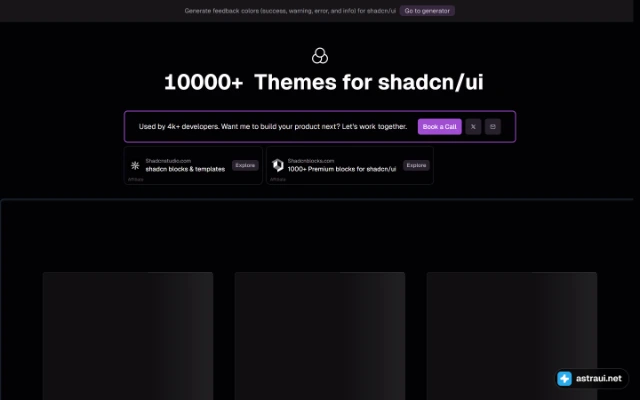 Главная страница shadcn/ui themes