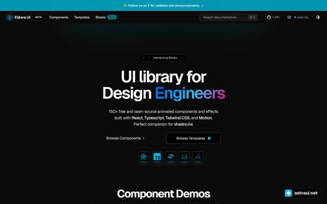 Главная страница Eldora UI