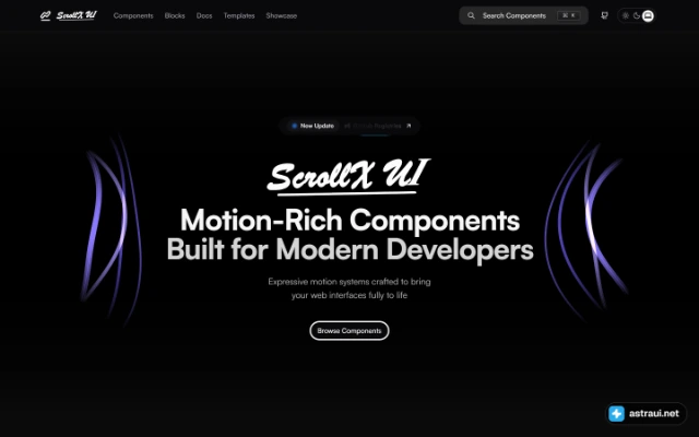 Главная страница ScrollX UI
