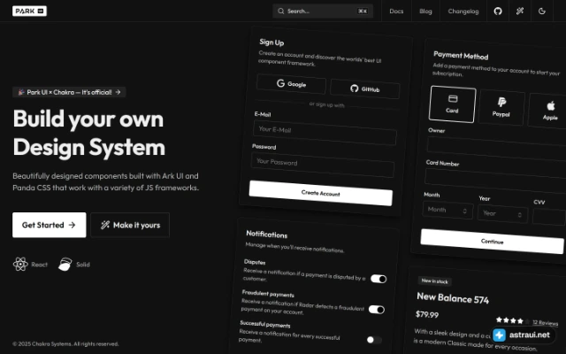Главная страница Park UI