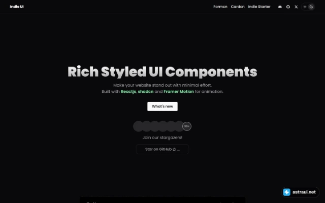 Главная страница Indie UI