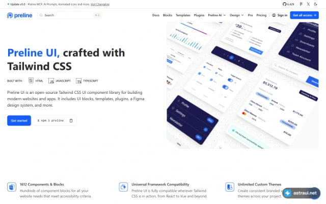 Главная страница Preline UI