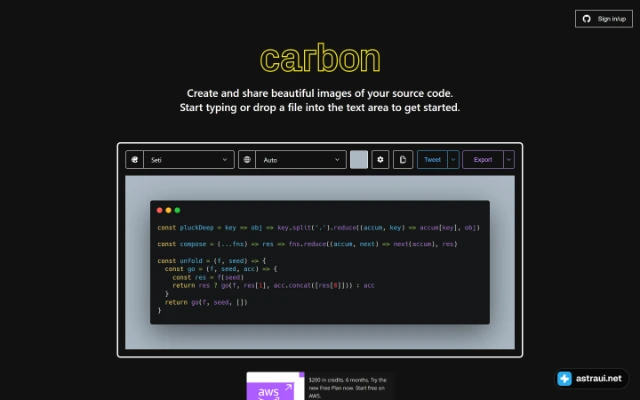 Главная страница Carbon