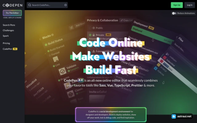 Главная страница CodePen