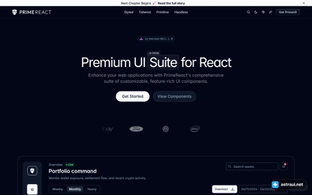 Главная страница PrimeReact