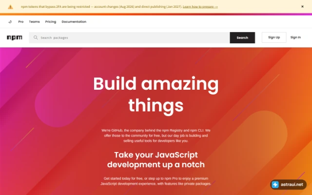Главная страница npm