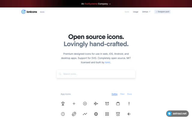 Главная страница Ionicons