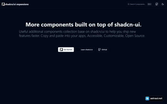 Главная страница shadcn/ui expansions