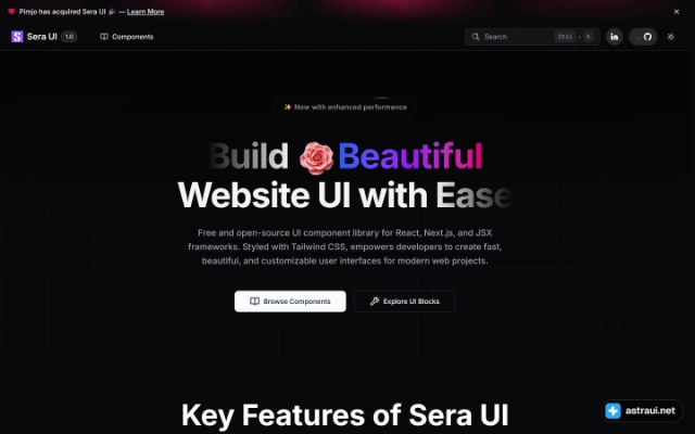 Главная страница Sera UI