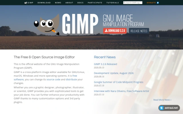 Главная страница GIMP