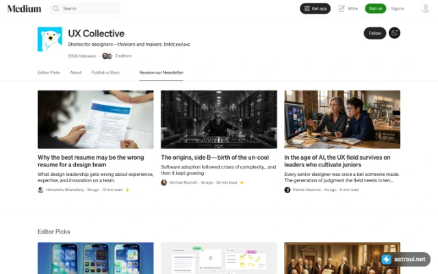 Главная страница UX Collective