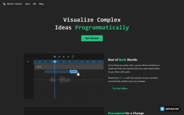 Главная страница Motion Canvas