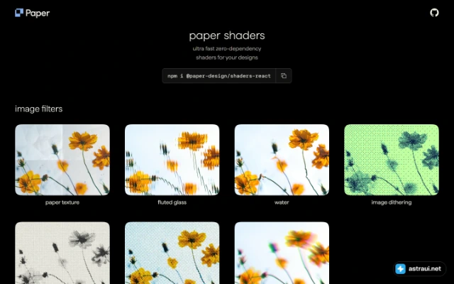 Главная страница Paper Shaders