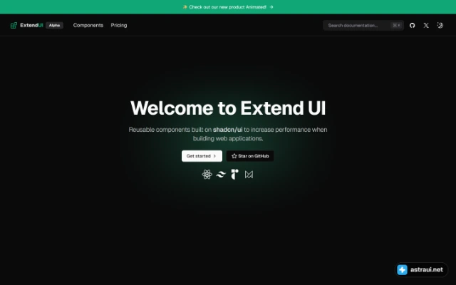 Главная страница Extend UI