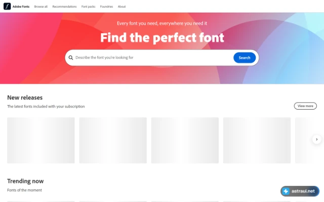 Главная страница Adobe Fonts