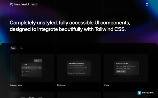 Главная страница Headless UI