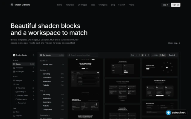 Главная страница Shadcn UI Blocks
