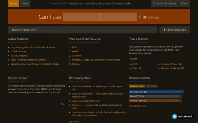 Главная страница Can I use