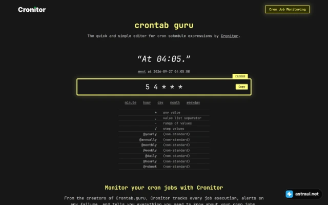 Главная страница crontab.guru