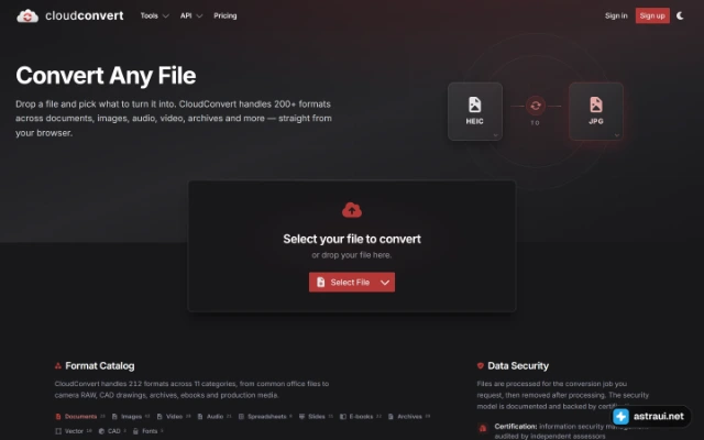 Главная страница CloudConvert
